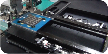 Panel positioned on 3D profiler XY table for 3D automated optical inspection in high-precision AOI machine | LU168