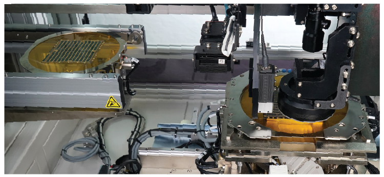 Detailed view of bonding area within an automated wire bond machine for real-time inspection and accuracy | WI300